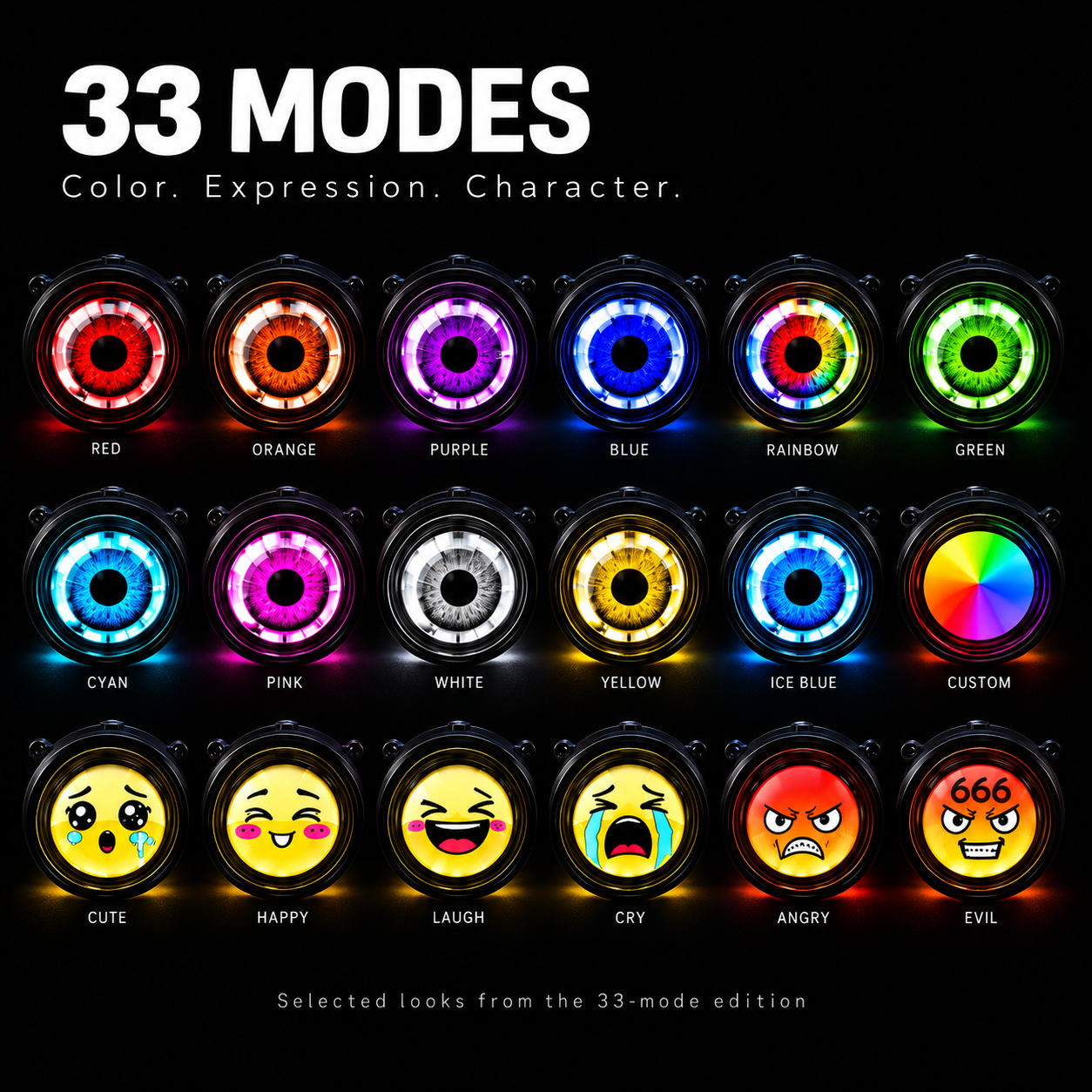 Selected colors and expressions from the 33-mode edition